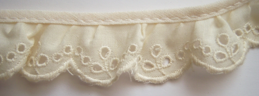 Ivory 1 1/4" Ruffled Eyelet