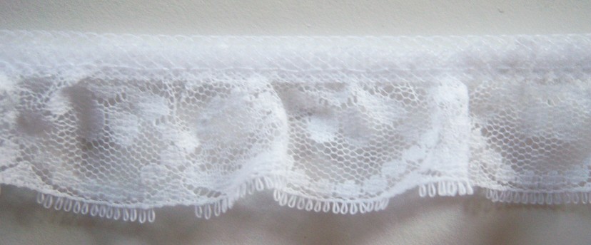 White 1 1/4" Ruffled Lace