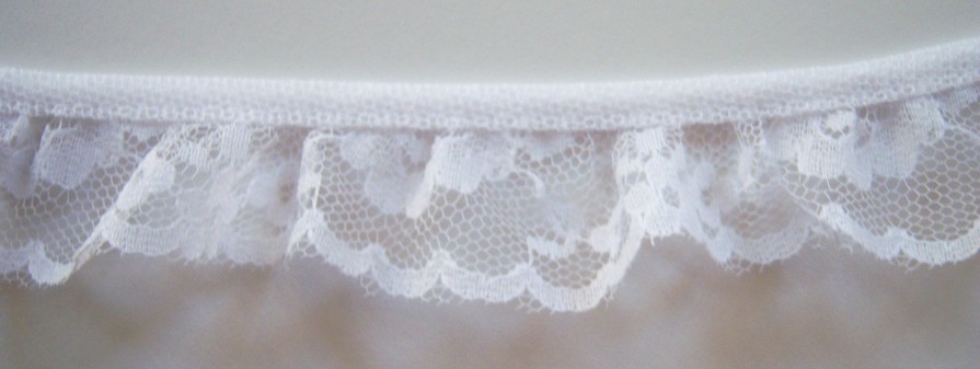 White 1 1/4" Ruffled Lace