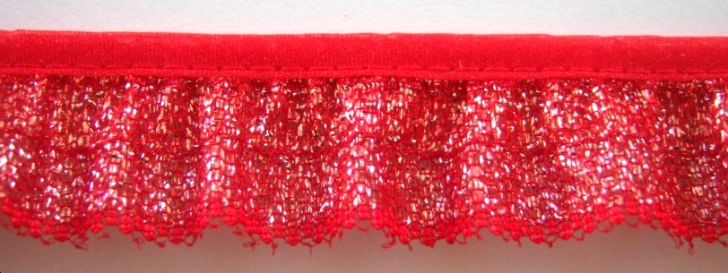 Red/Silver 1" Gathered Lace