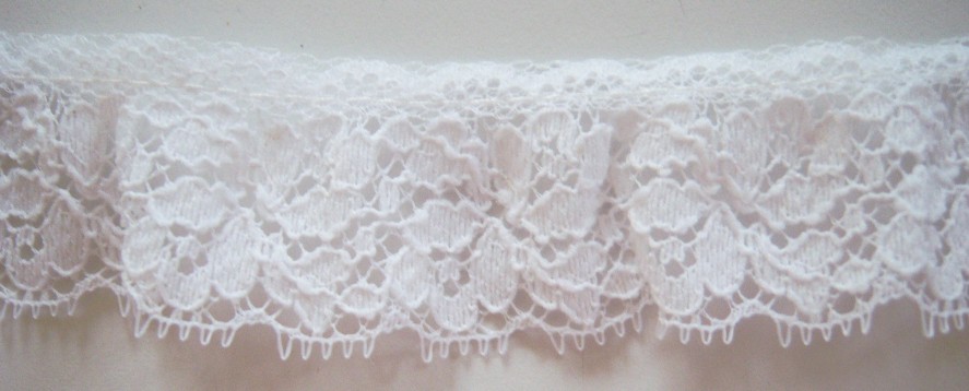 White 1 1/4" Ruffled Lace