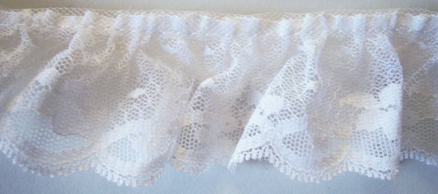 White 1 3/4" Gathered Lace