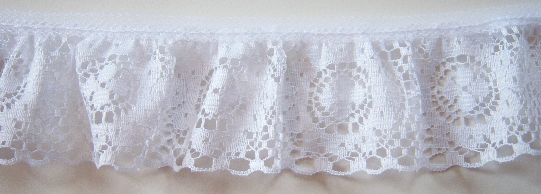 White 2 1/4" Ruffled Lace