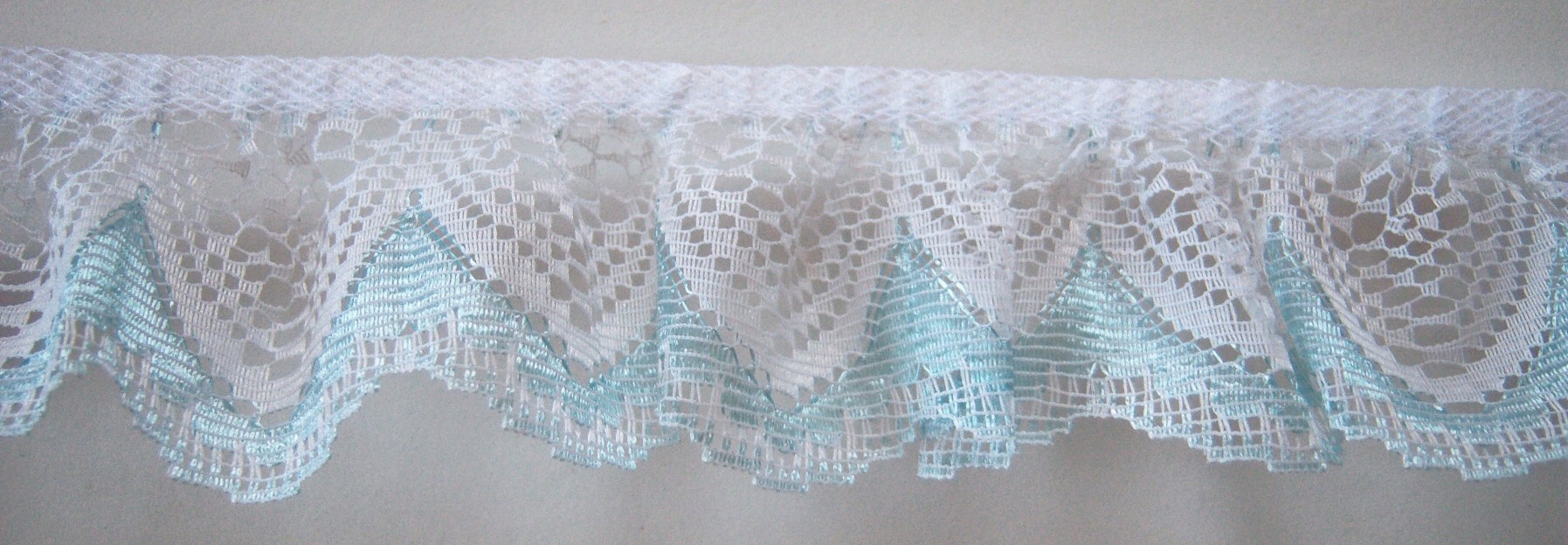 White/Blue 1 3/4" Ruffled Lace