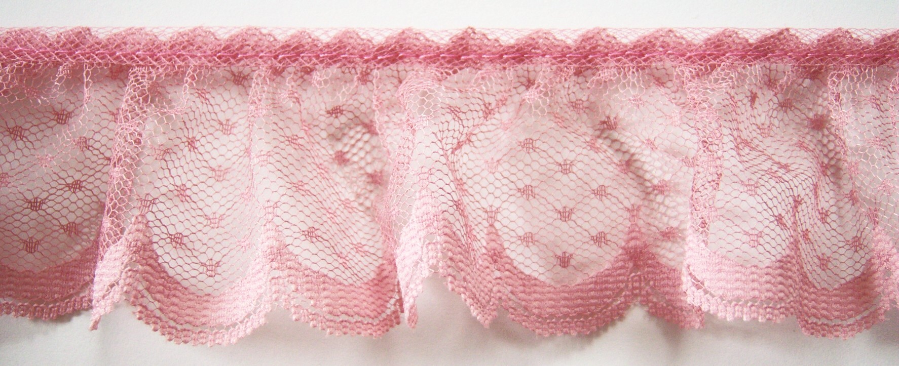 Dusty Rose 2 1/4" Ruffled Lace