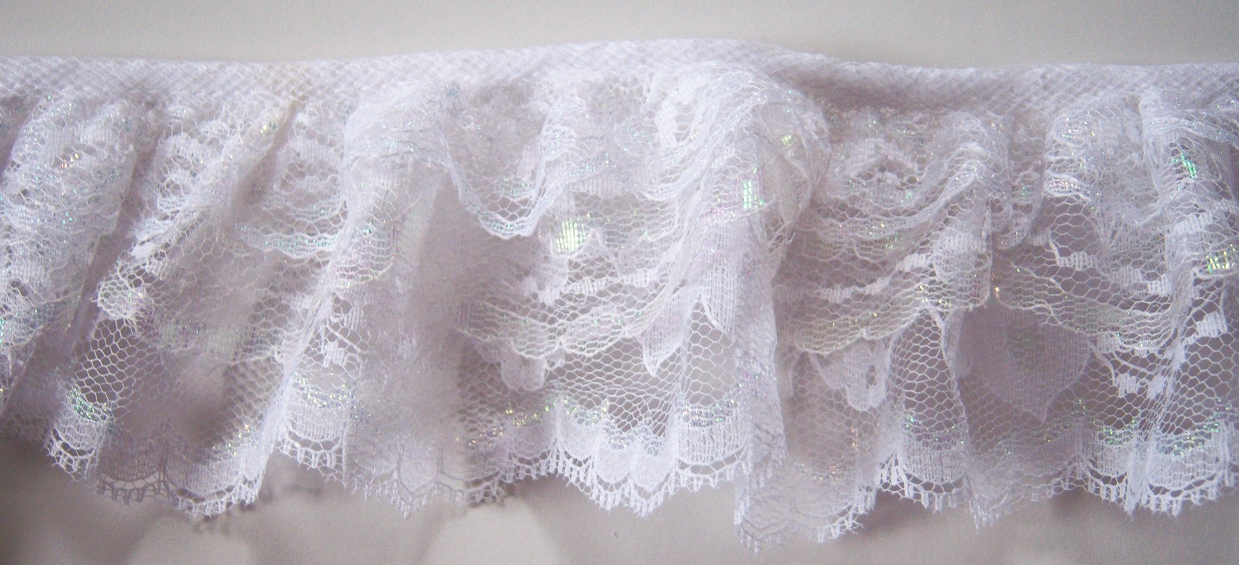 White Iridescent 3" Gathered Lace