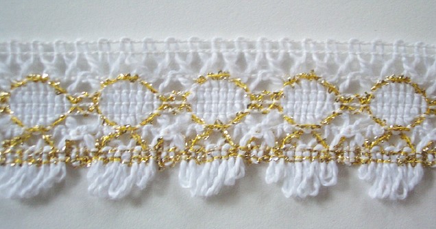 White/Gold 1 1/4" Cluny Lace