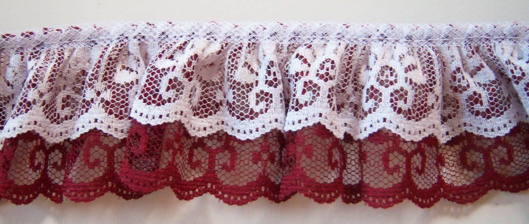 White/Wine Double Gathered Lace