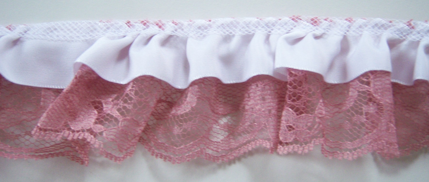 Matte White/Dusty 2" Ruffled Lace