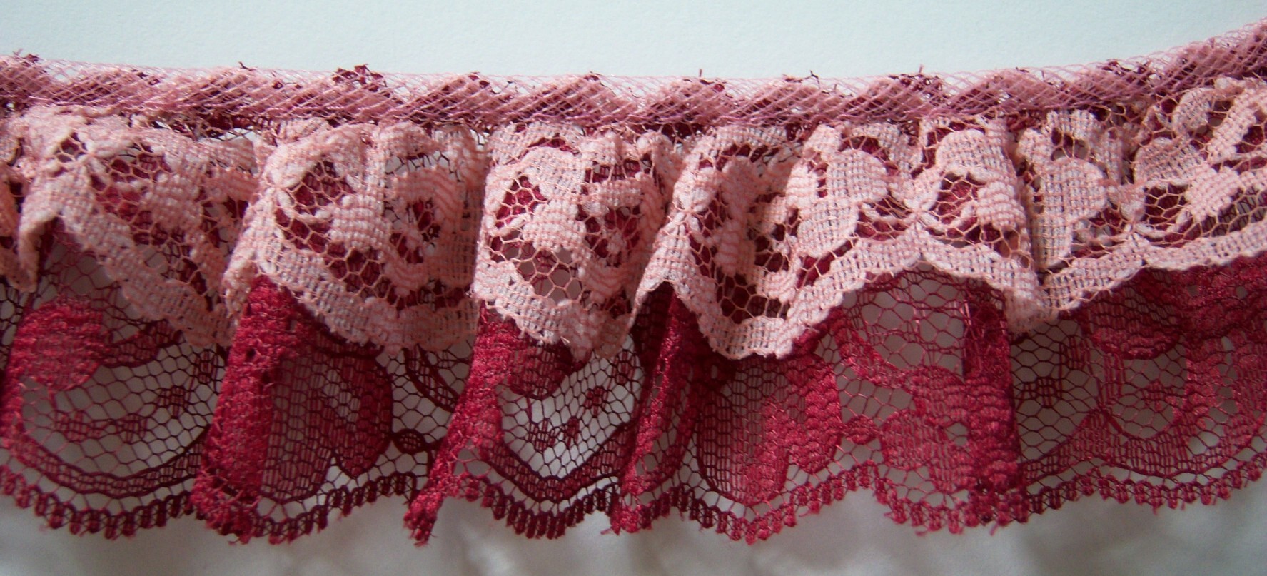 Dusty Rose/Burgundy Double Gathered Lace