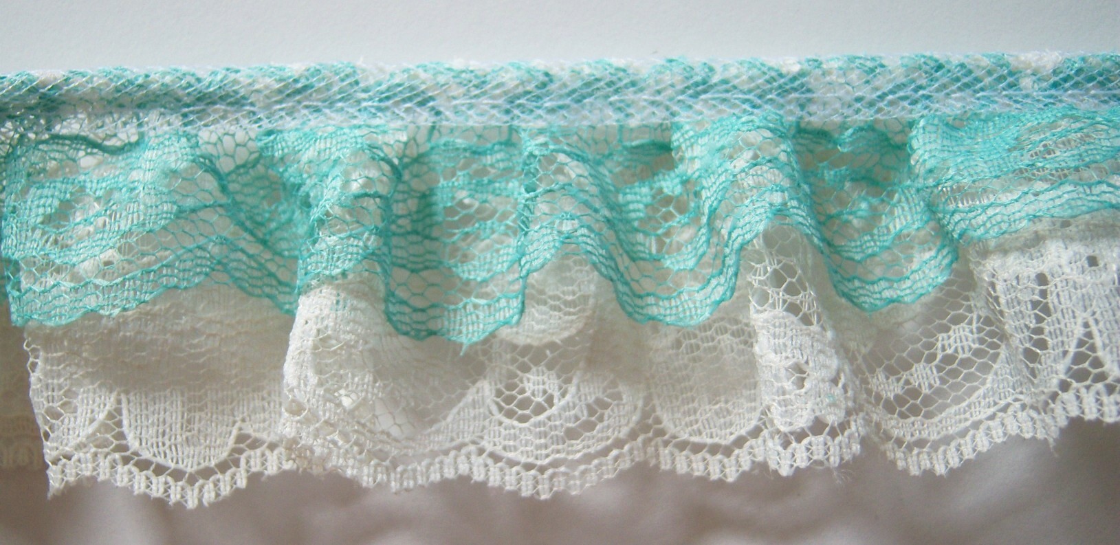 Mint/Ivory Double Gathered Lace