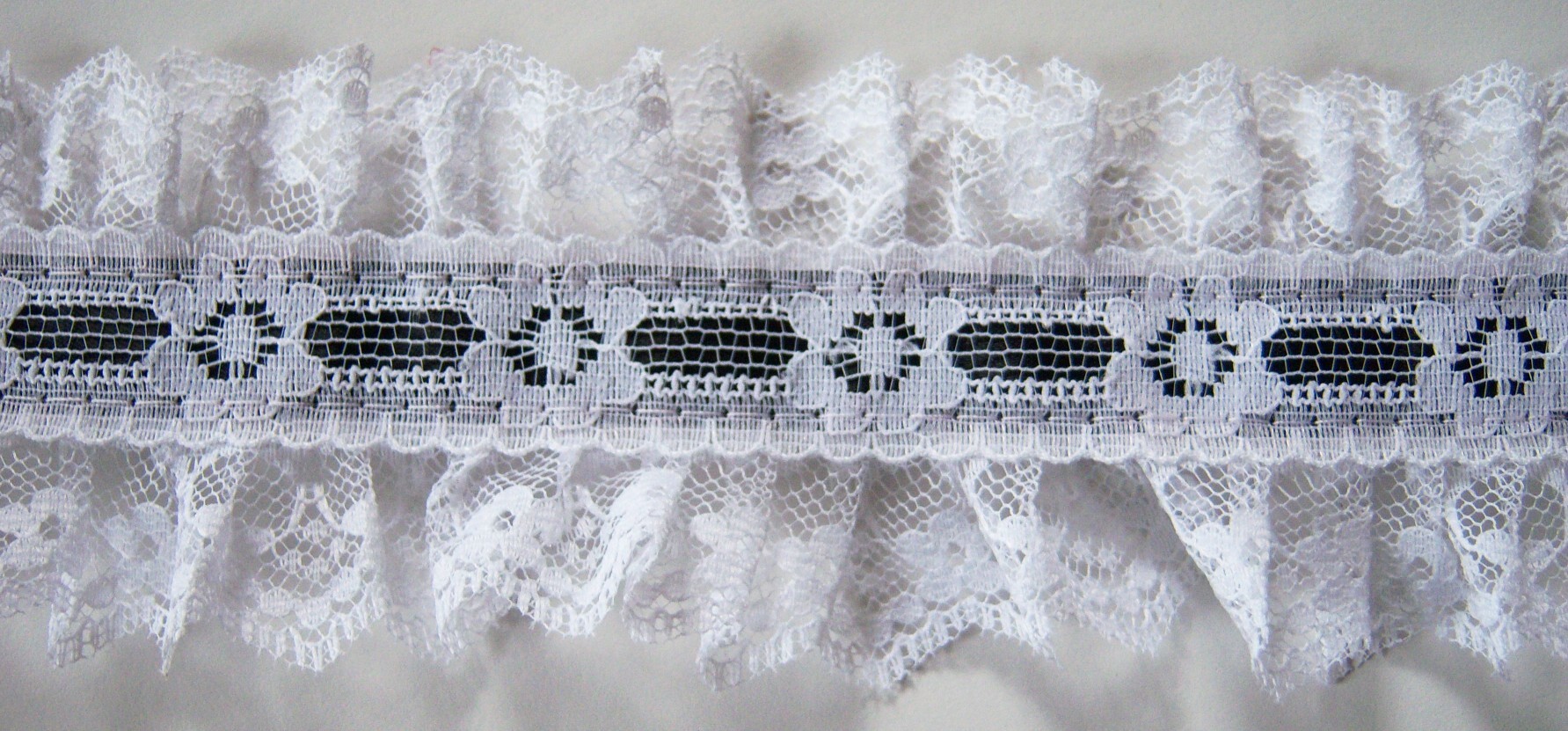 White/Black Satin 2 3/8" Ruffled Lace