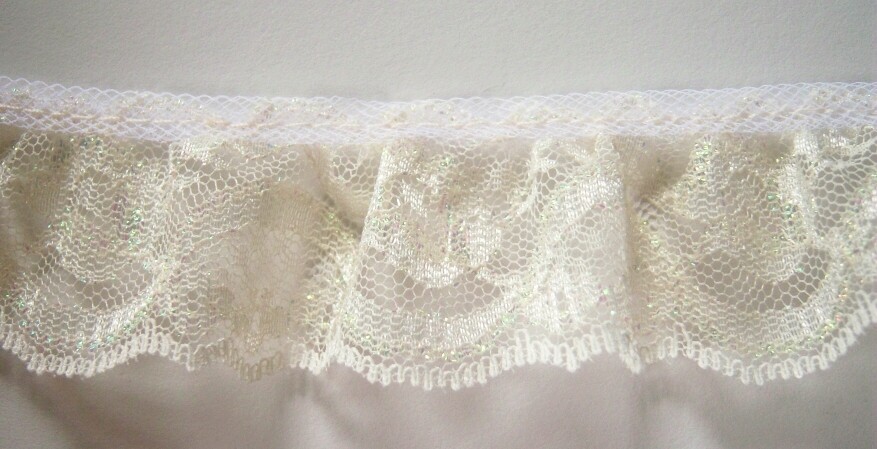 Ivory Iridescent 1 1/4" Gathered Lace