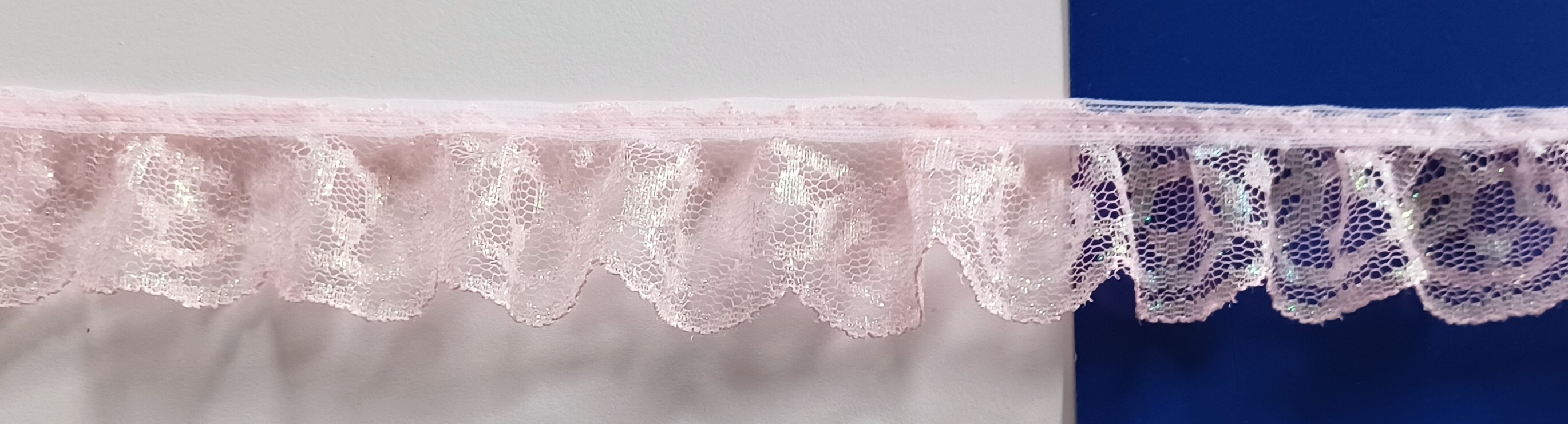 Light Pink Iridescent 1 1/2" Gathered Lace