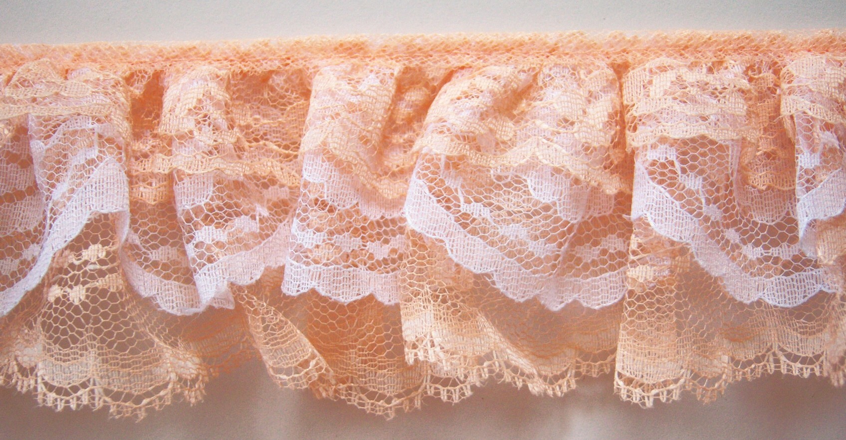 Peach/White/Peach Triple Lace