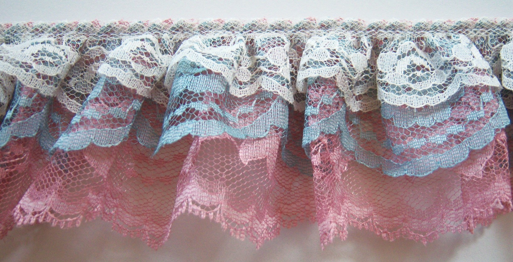 Eggshell/Blue/Lt Rose Triple Lace