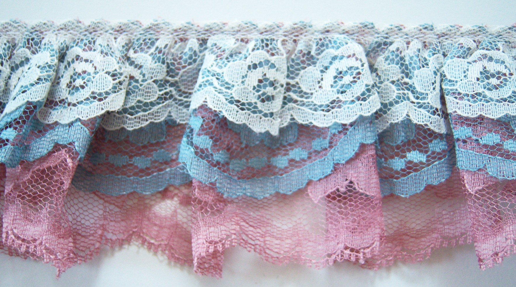 Eggshell/Blue/Lt Rose Triple Lace