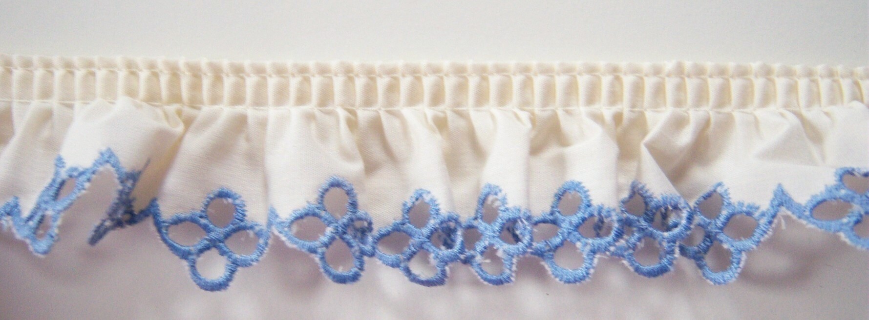 Candlelight/Blue 1 3/4" Ruffled Eyelet Lace