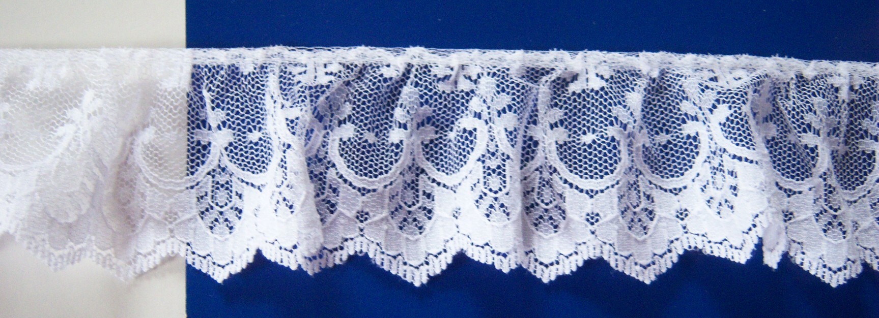 White 2 1/4" Ruffled Lace