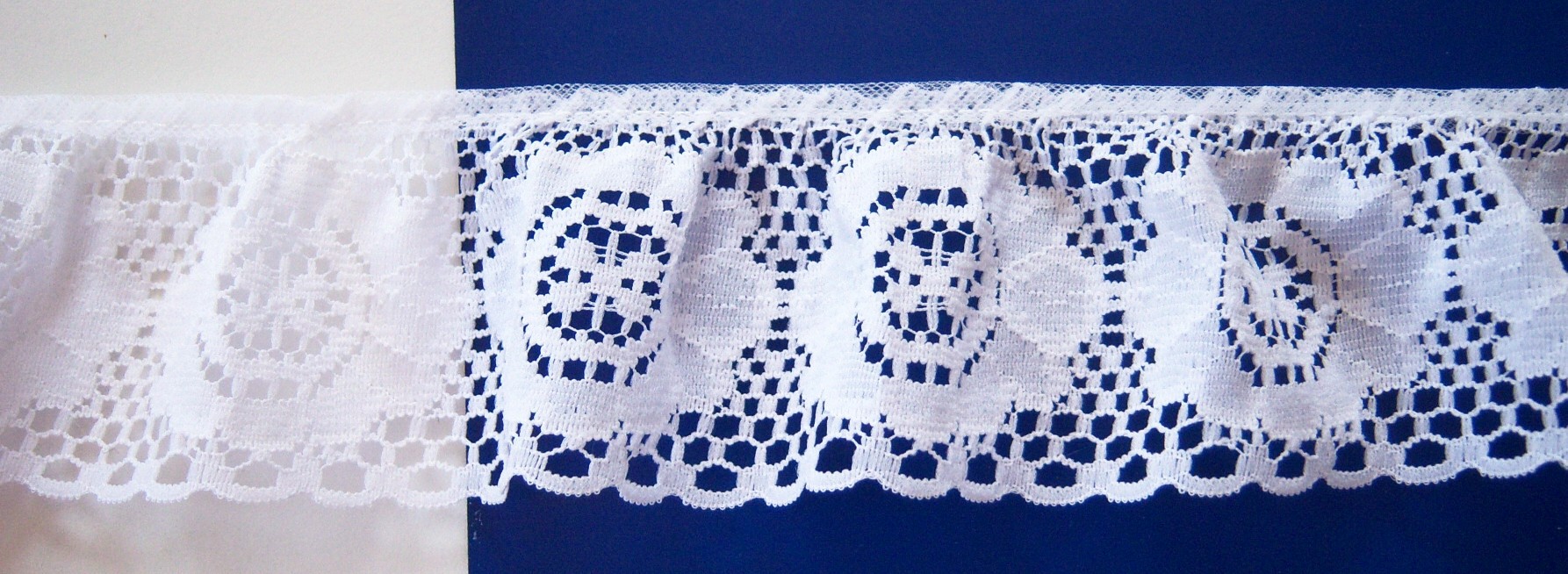 White 2 1/4" Ruffled Lace