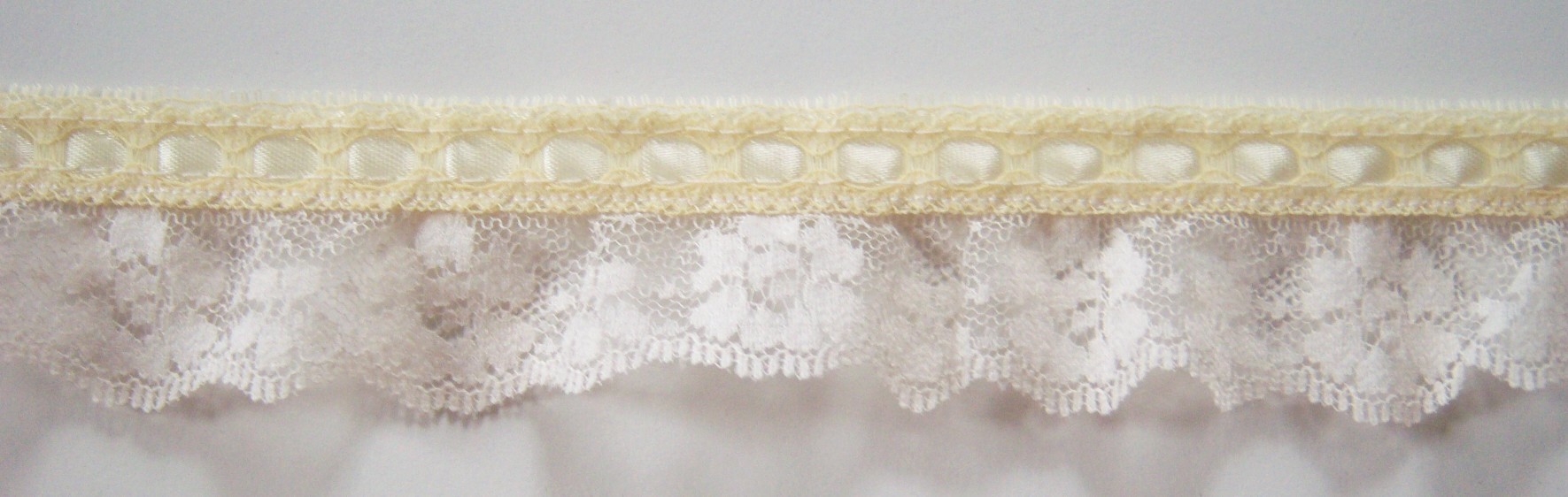 Blonde Satin/Natural 1 1/2" Ruffled Lace