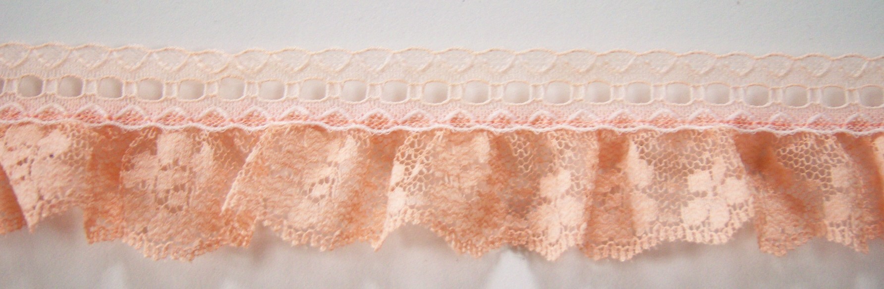 Peach 1 1/2" Ruffled Lace