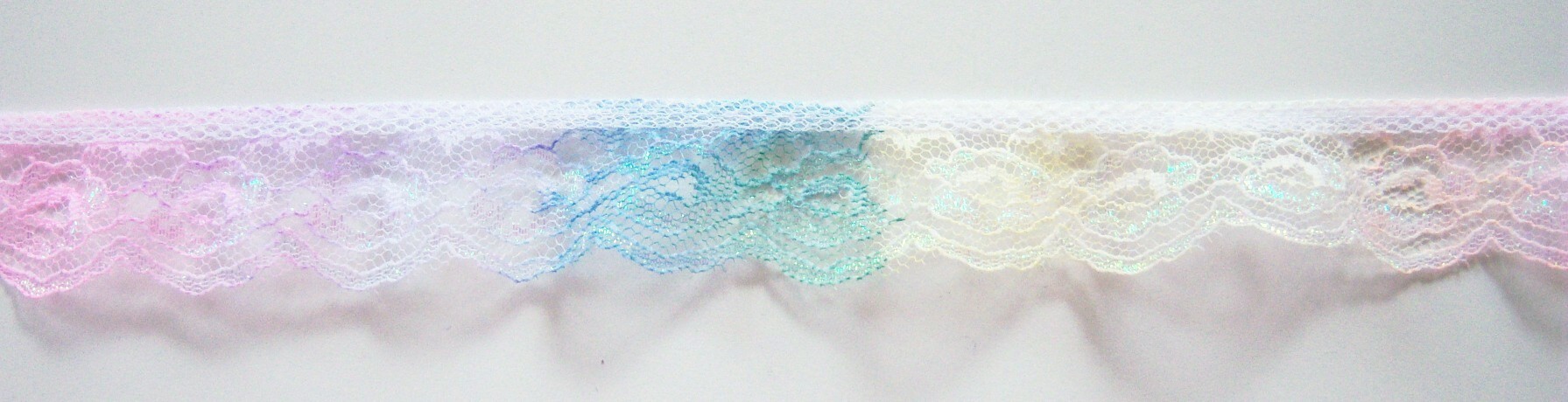 Multi Iridescent 1 1/8" Gathered Lace