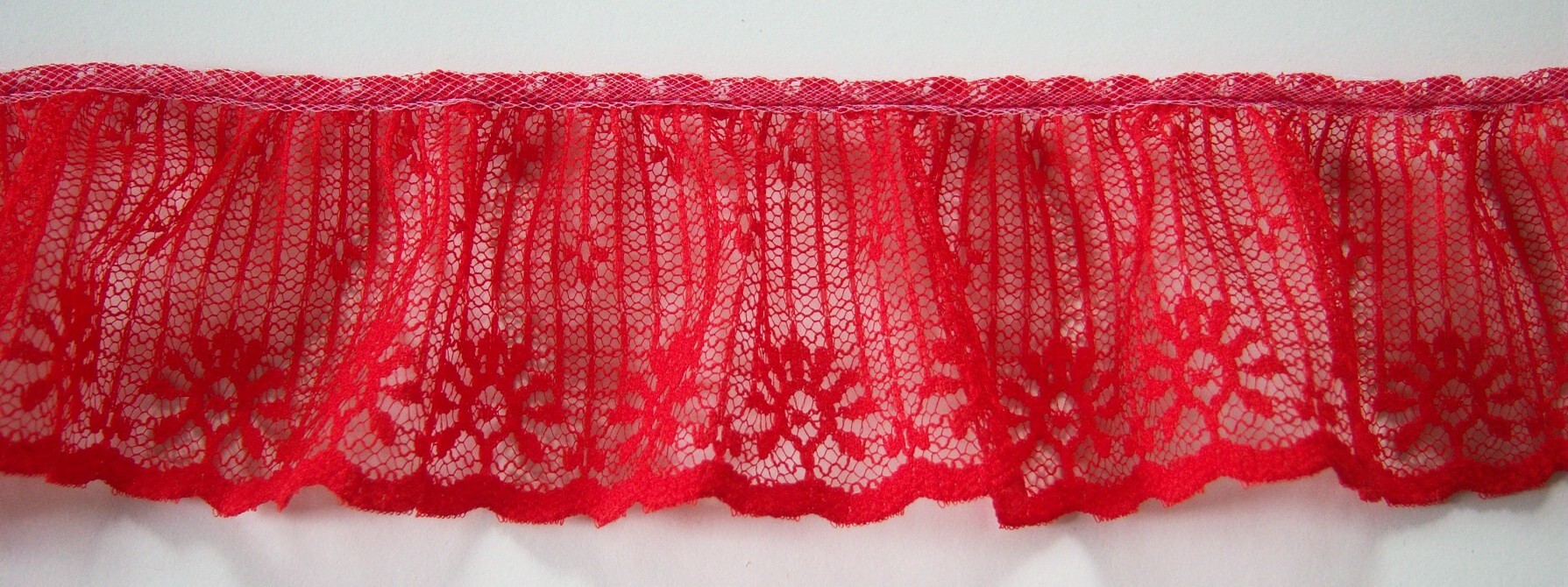 Lipstick Red 2 1/4" Ruffled Lace