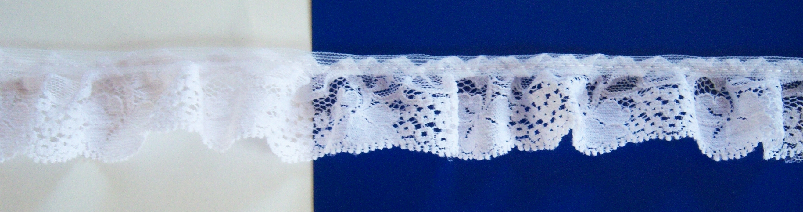 White 1 1/4" Ruffled Lace