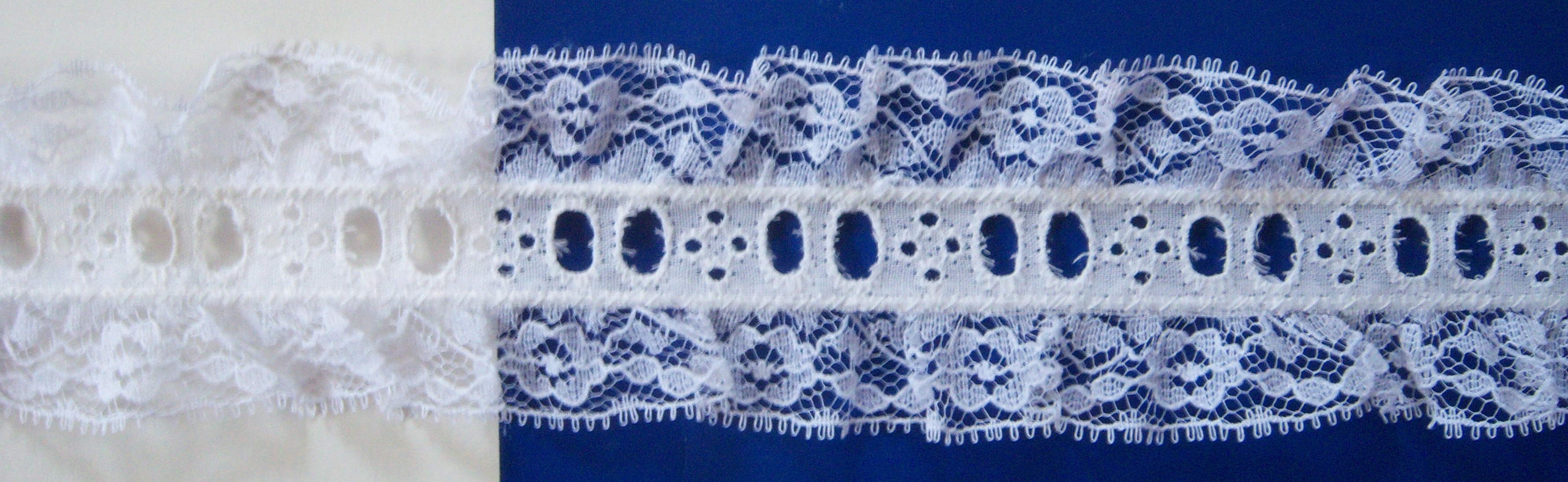 White Lace/Ivory Entredeux Center Ruffled