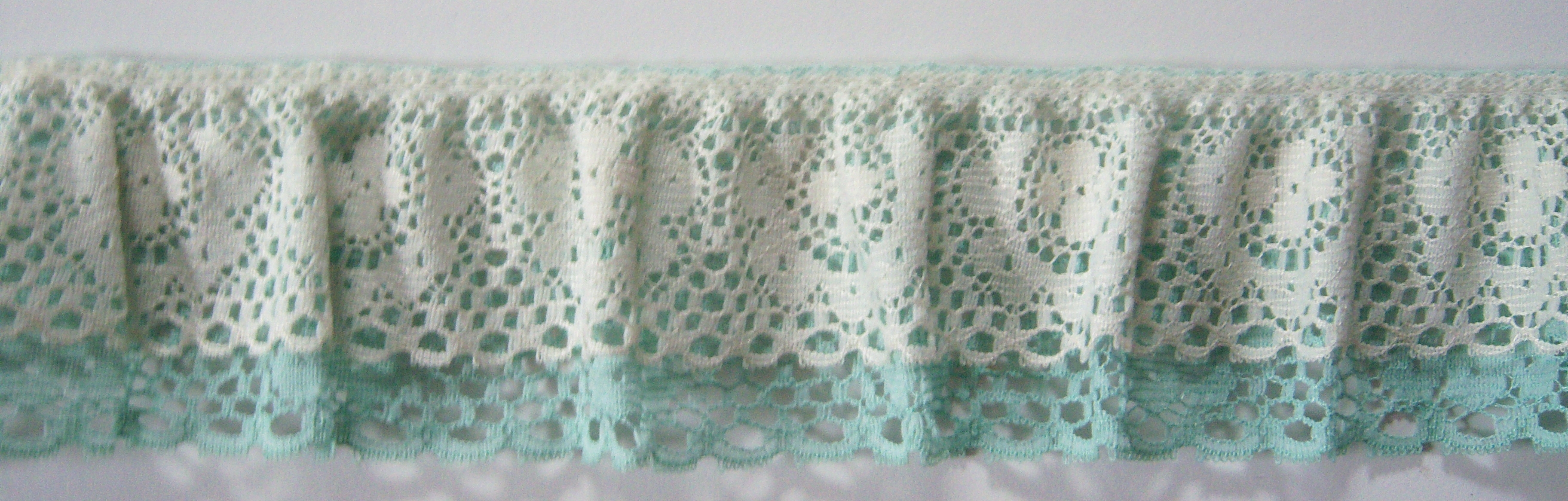 Ivory/Mint 2" Double Gathered Lace