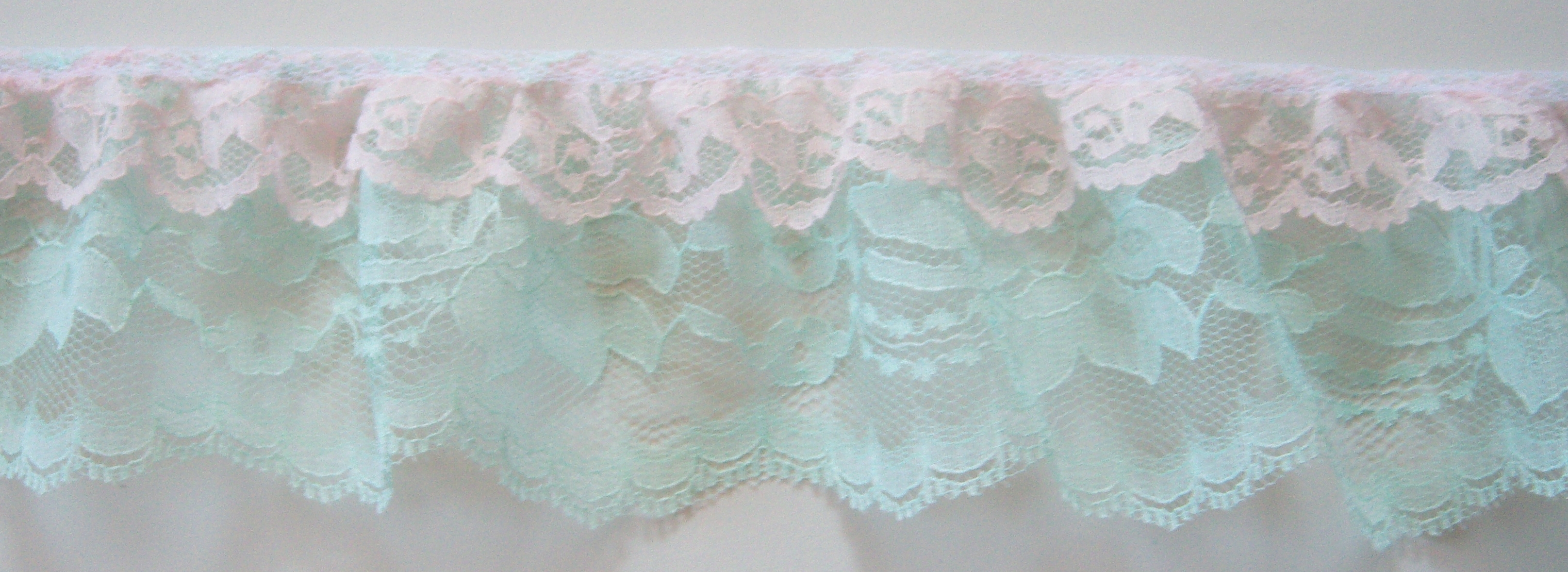 Pink/Mint Double Gathered Lace