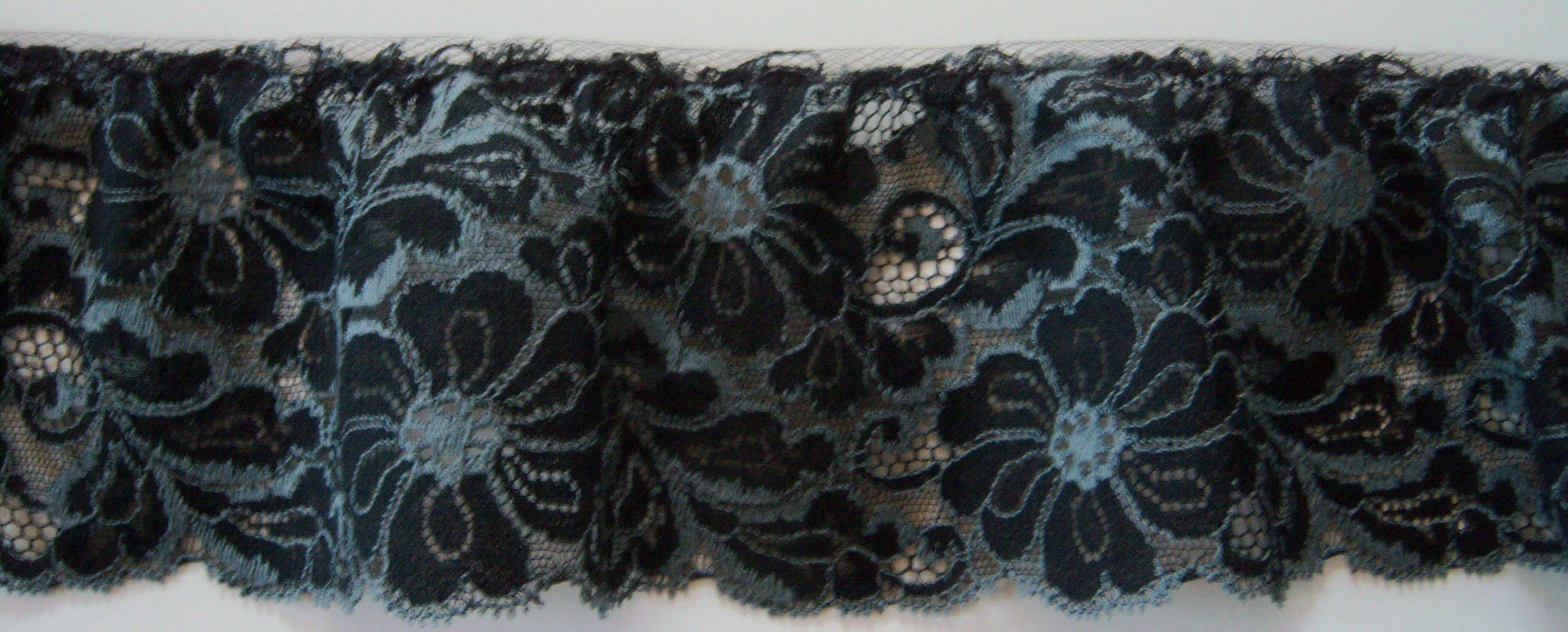 Black/Steel 3 1/4" Ruffled Lace