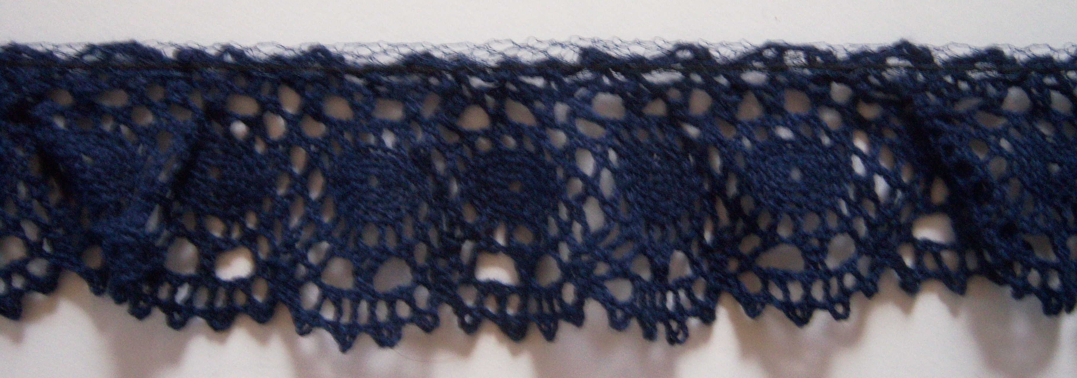 Navy Cotton 2 Inch Gathered Cluny Lace