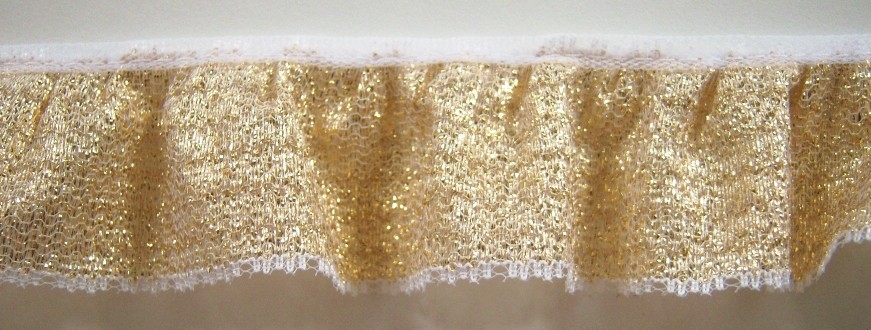 Light Gold/White 1 1/4" Gathered Lace