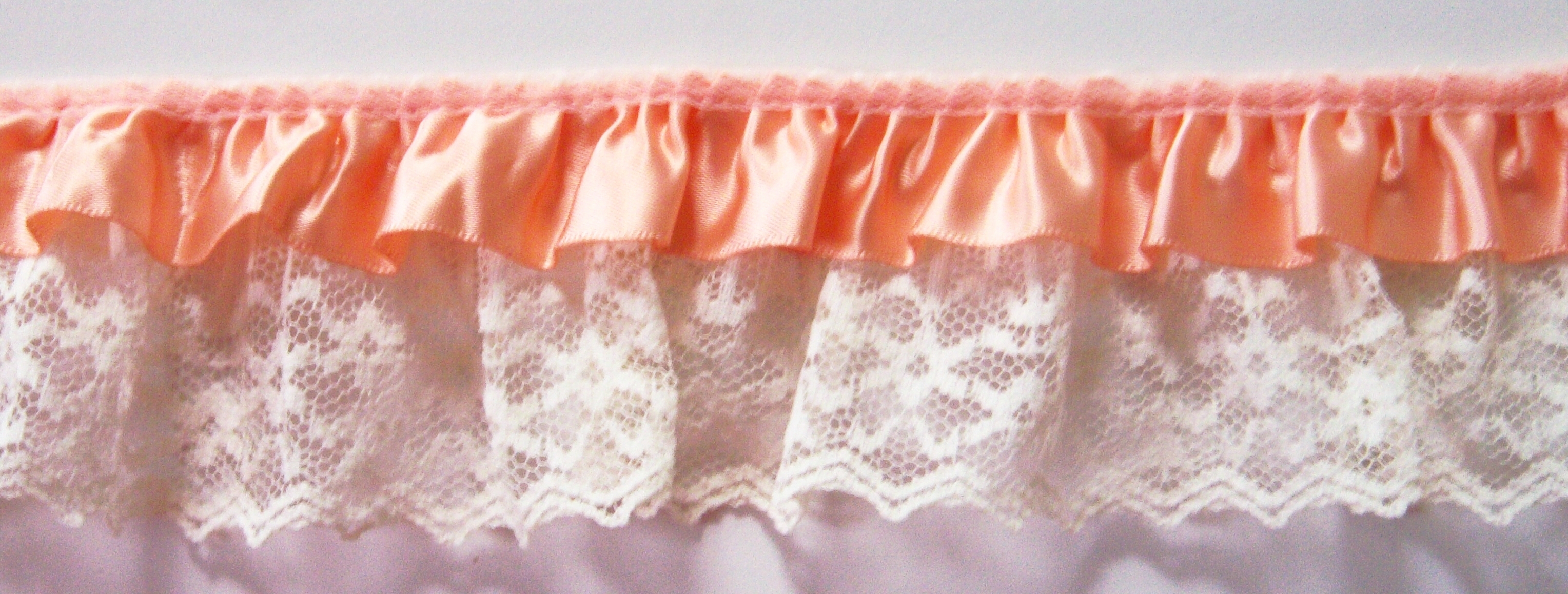 Peach Satin/Ivory 2 1/4" Ruffled Lace