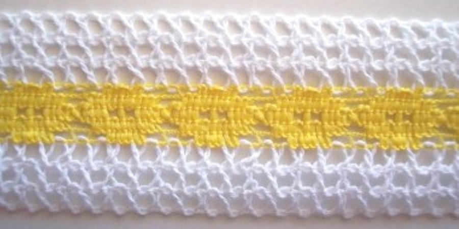 White/Lemon 1 3/4" Cluny Lace