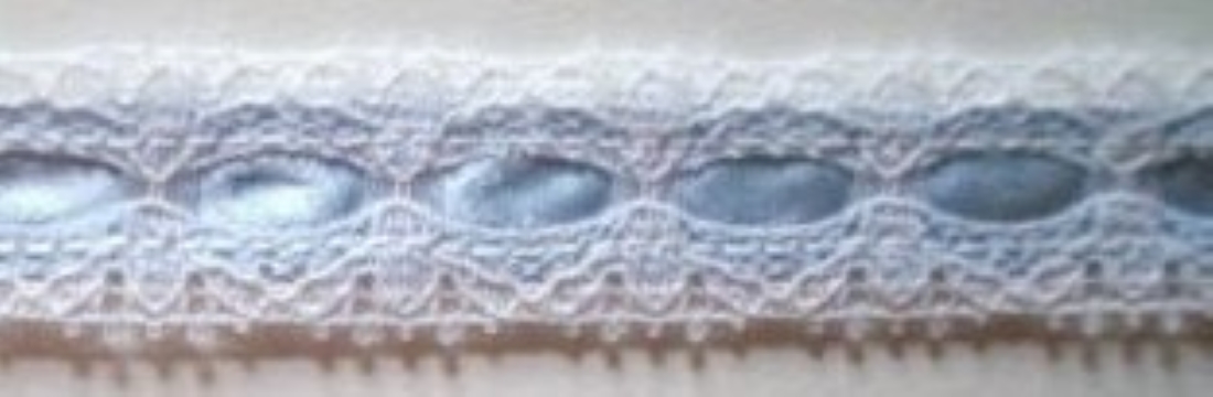 White/Blue Satin 5/8" Lace