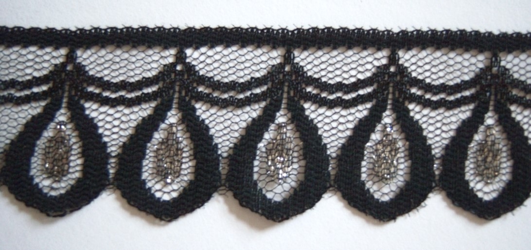 Black/Silver 1 1/2" Lace