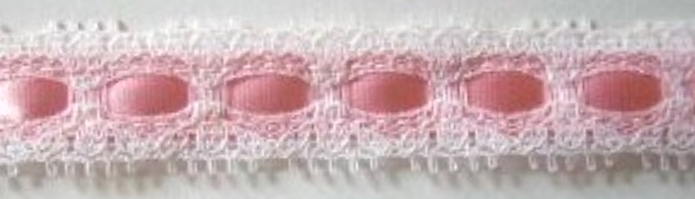 White/Pink Satin 5/8" Lace