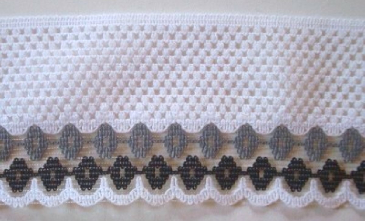 White/Grey/Black 2 1/4" Lace