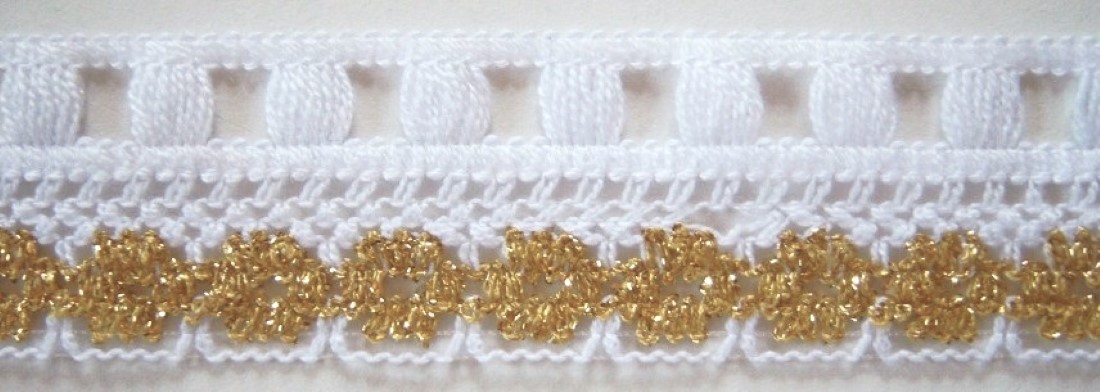 White/Gold Nylon 1" Lace