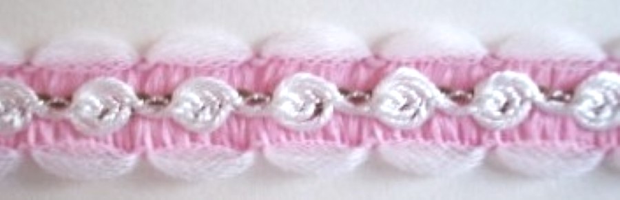 Candy Pink/White 3/4" Rosebraid