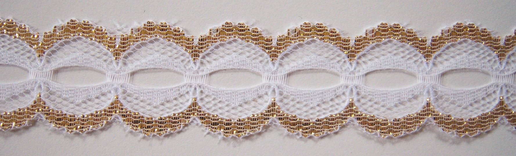 White/Gold 1 1/4" Entredeux Lace