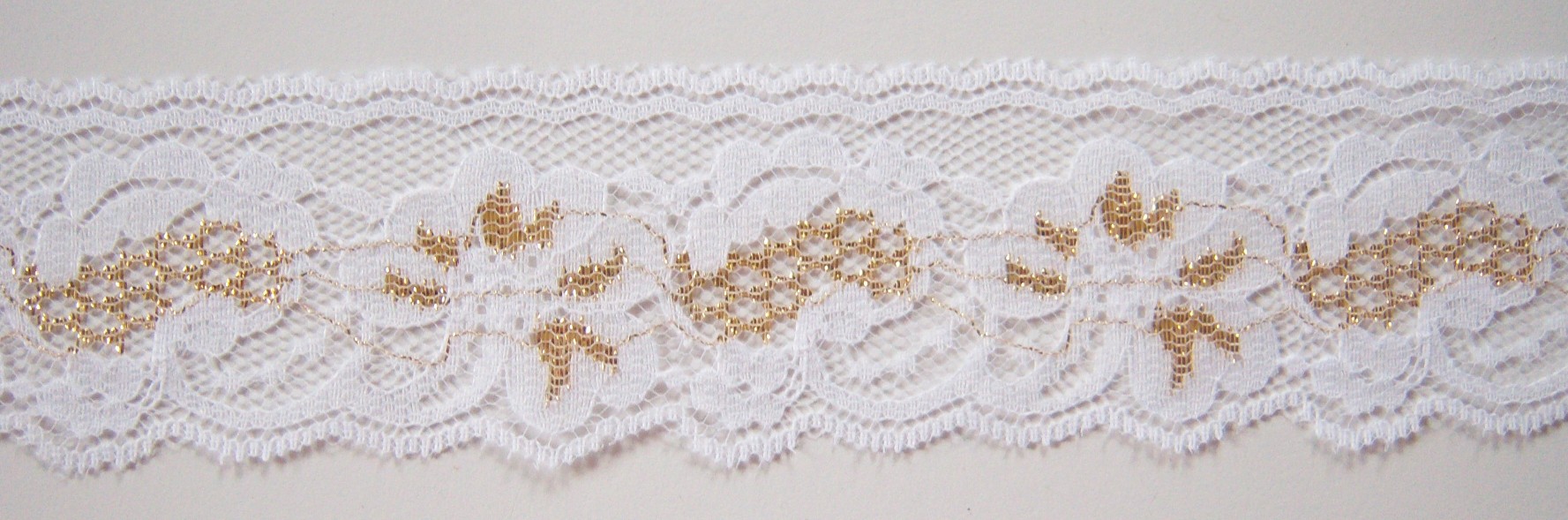 White/Gold 2" Metallic Lace