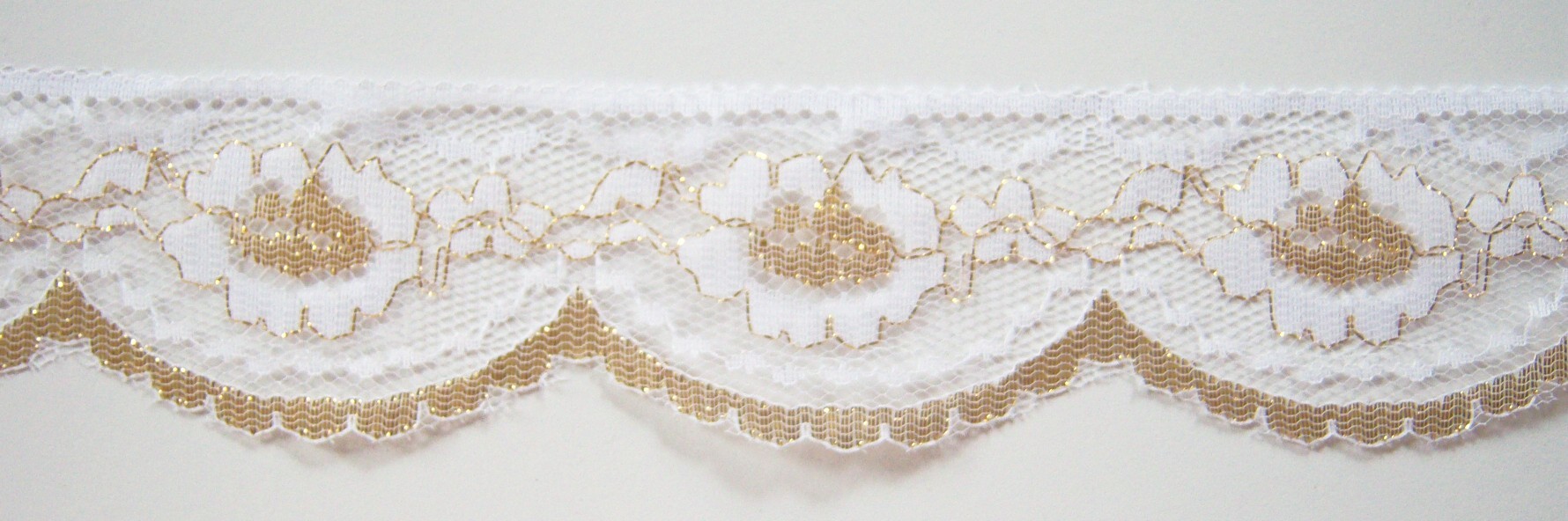 White/Gold 2" Metallic Lace