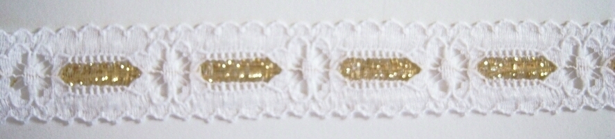 White/Gold 7/8" Metallic Lace