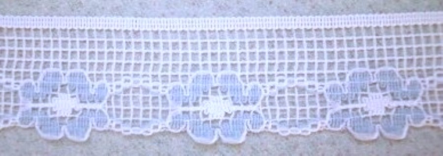 White/Blue 1" Nylon Lace