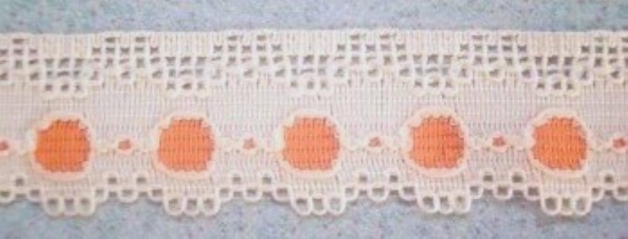 Ivory/Peach 1" Nylon Lace