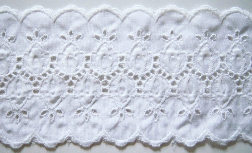 White 4 3/8" Embroidered Eyelet